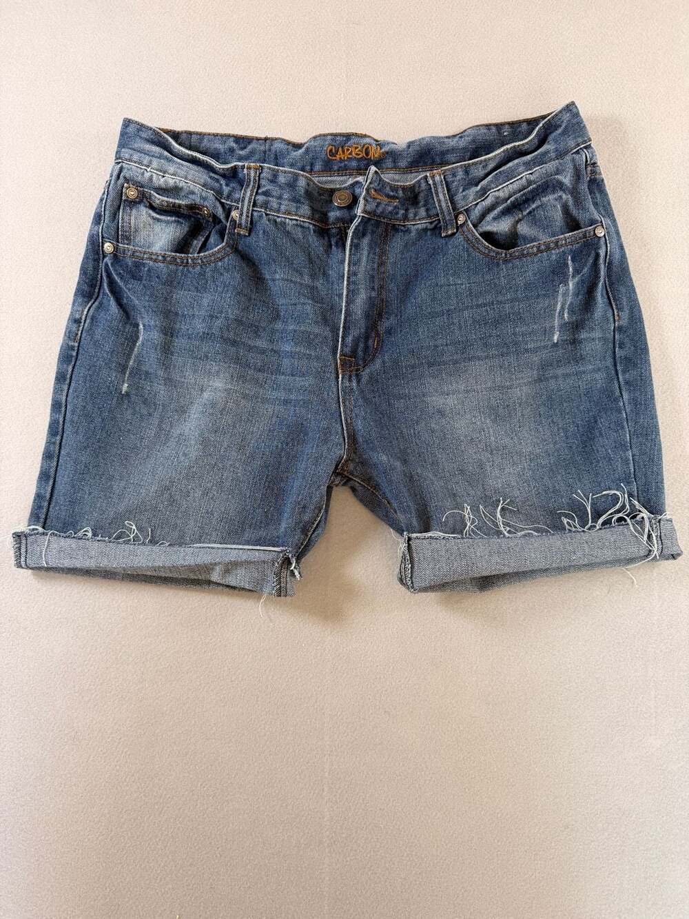 Carbon Low Rise Slim Straight Denim Jean Shorts Size 36/32
